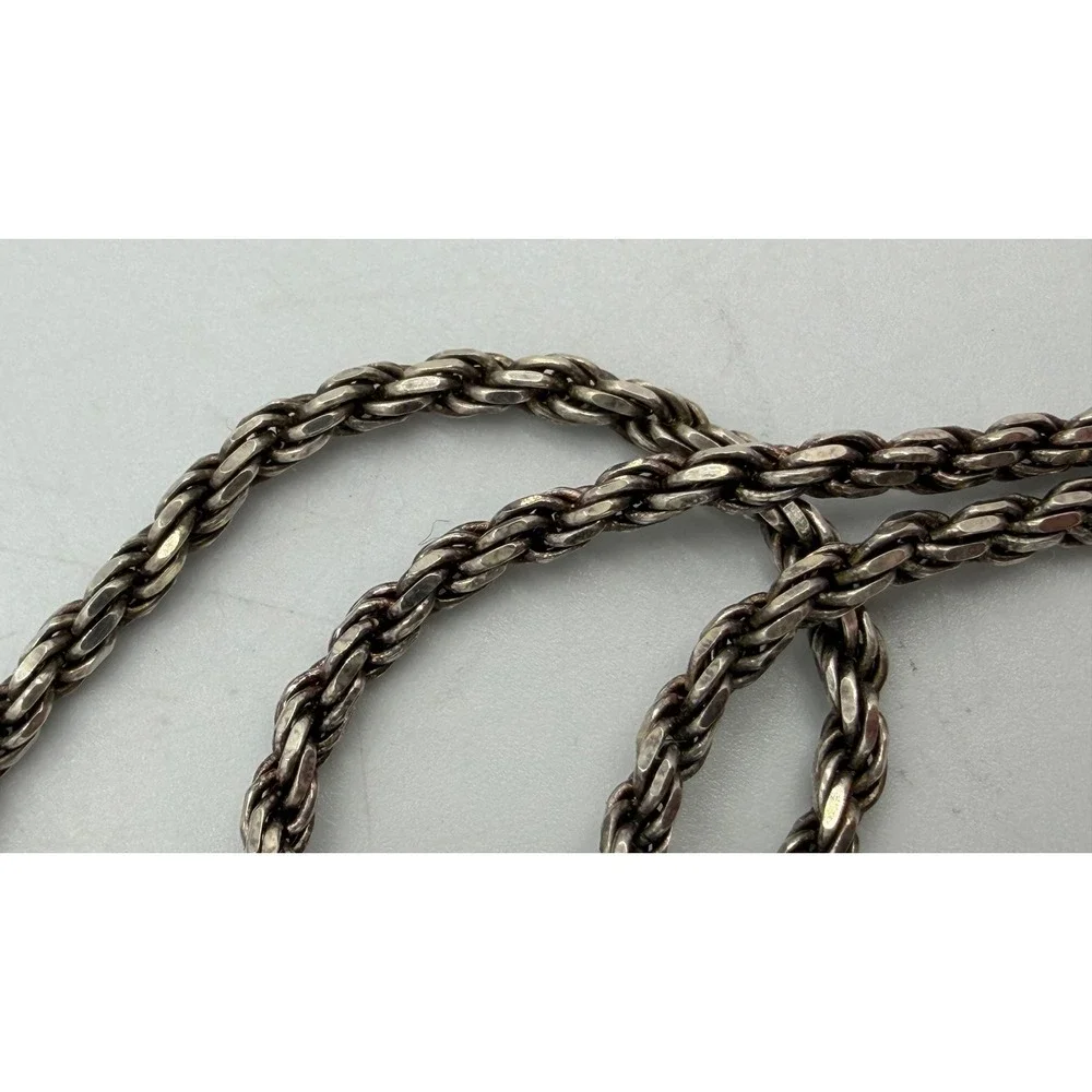 925‎ Italy Sterling Silver Rope Chain Necklace 24